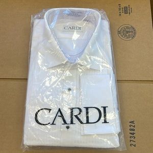 Cardi Cotton Spread Collar Tuxedo Shirt Fitted 17.5 x 36/37 New